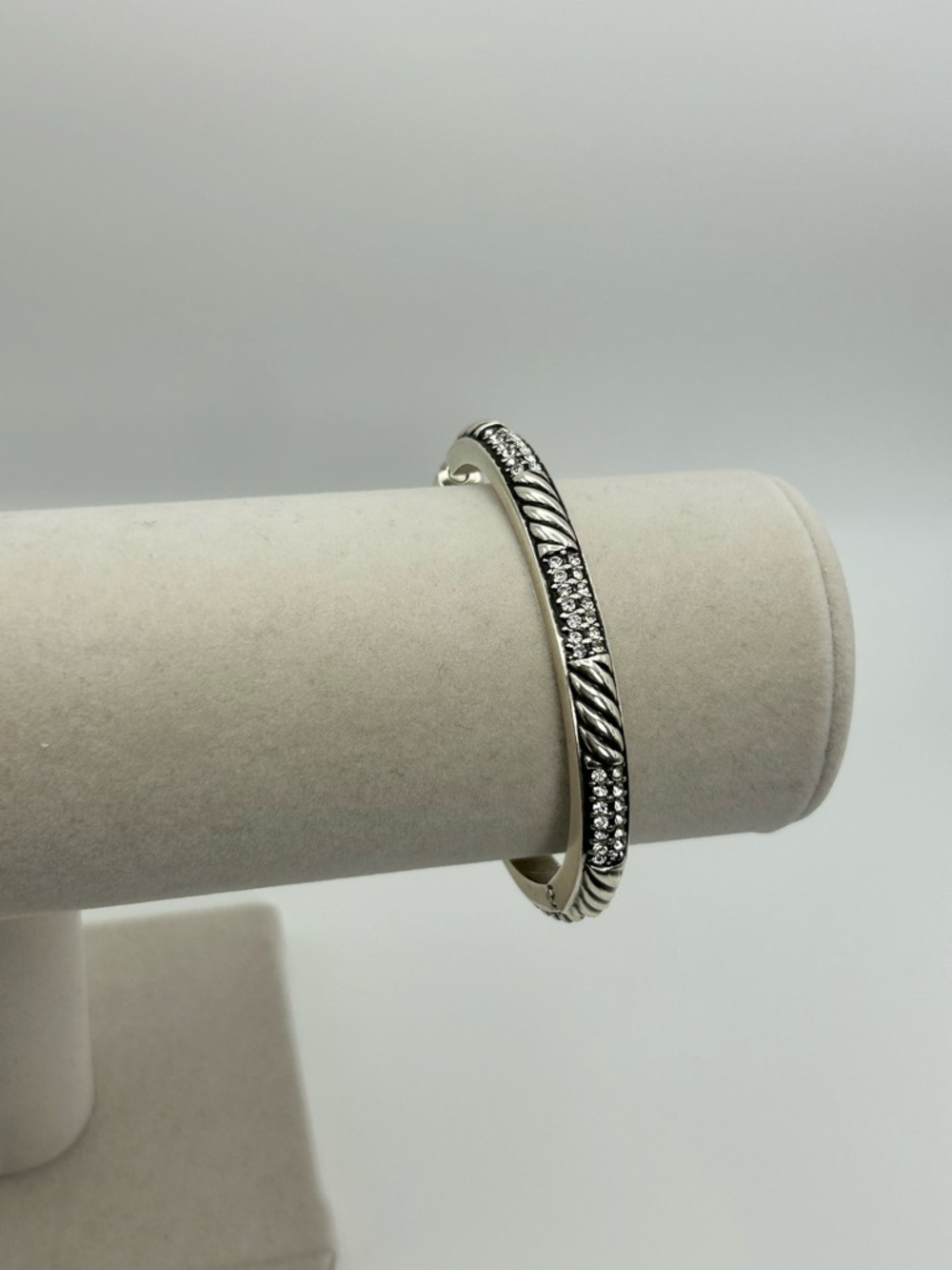 Brighton Sacred Love Bracelet Silver Plated Hinged Clear Crystals Rope Design - Picture 2 of 14